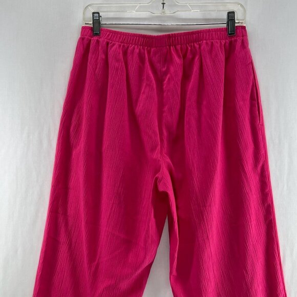 Drapers & Damons Crinkle Pull On Pants Size PM Elastic Waist High Rise Hot Pink - Picture 5 of 10